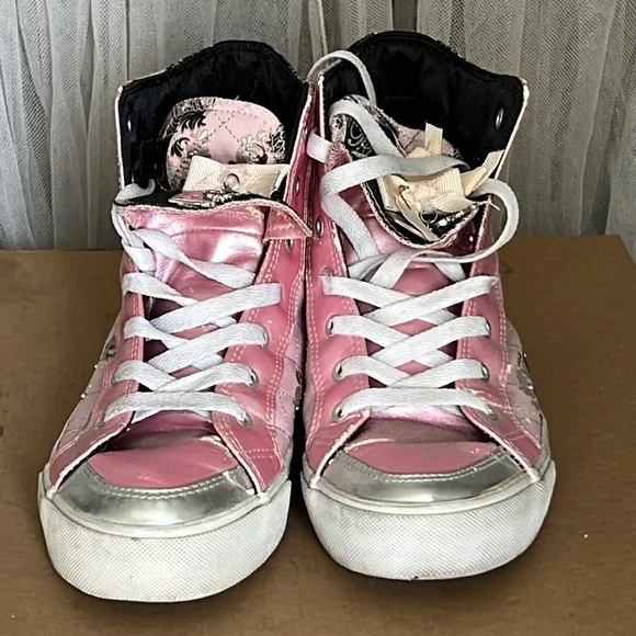 ⭐️ Baby Phat pink &amp; silver bling high top Sneakers women size 7