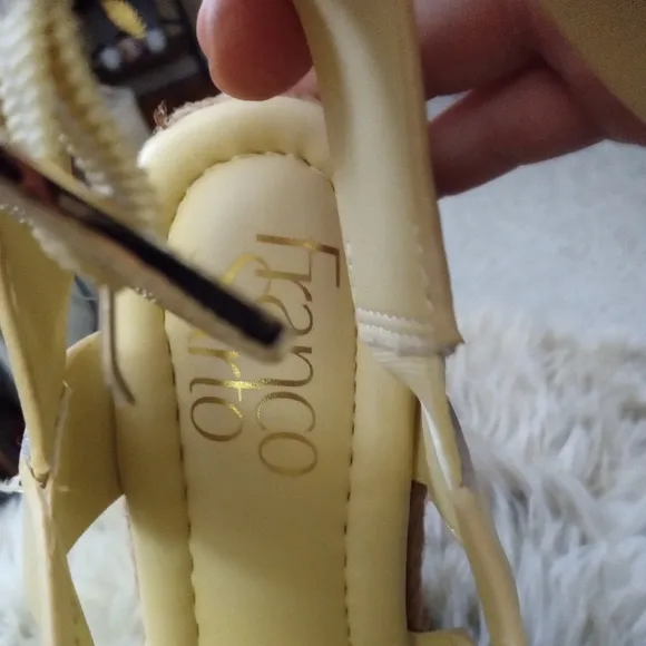 🆕⭐ Franco Sarto vanilla lemon leather wedge espadrilles