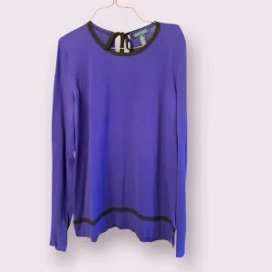 👚 LAUREN RALPH LAUREN Purple Bow-Back Sweater | Size XL | Royal Purple &amp; Black 👚