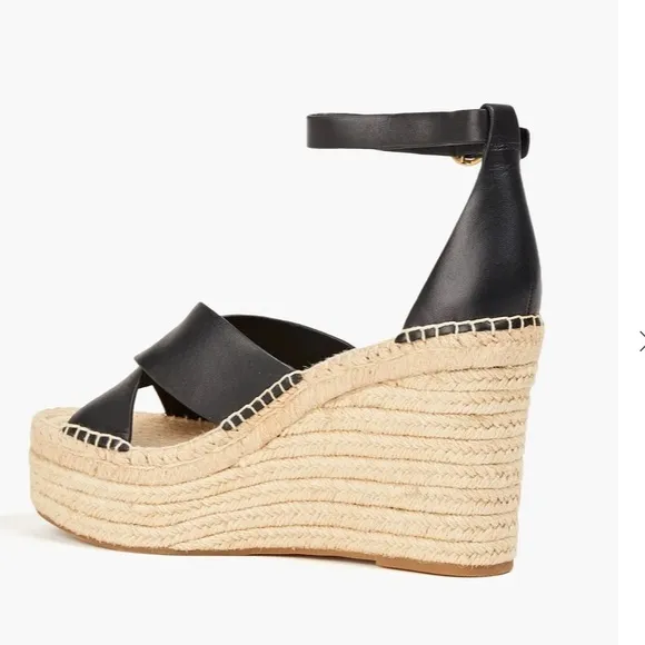 ❤️ TORY BURCH blackLeather platform espadrilles ❤️❤️