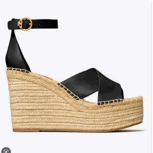 ❤️ TORY BURCH blackLeather platform espadrilles ❤️❤️