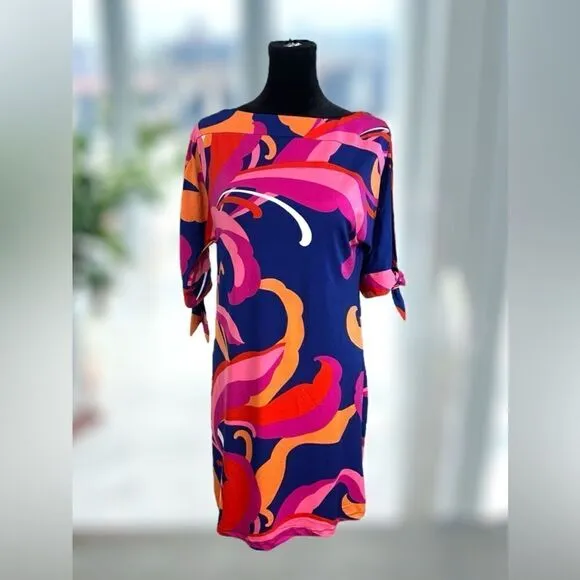 🔥🔥 TRINA TURK Vinet Scrolling Floral Three-quarter Sleeve Dress Size XS