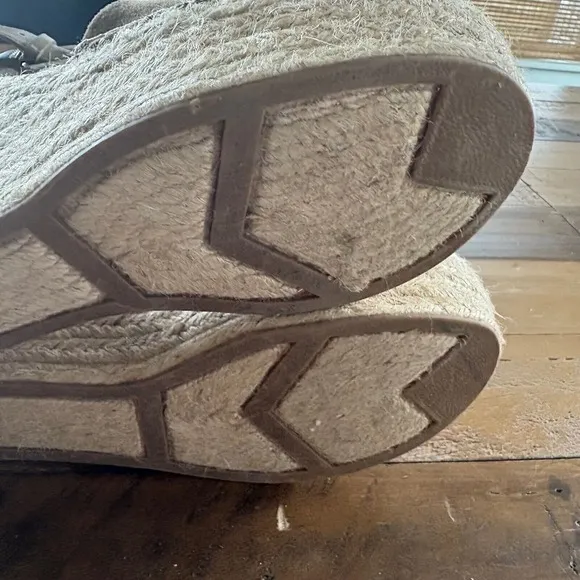 $150 MARC FISHER Adalyn Leather Suede Olive Espadrille Platform Wedge Sandal 9.5