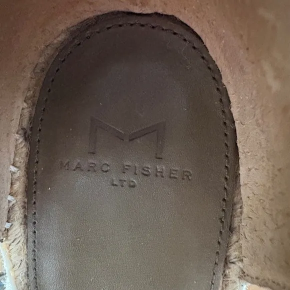 $150 MARC FISHER Adalyn Leather Suede Olive Espadrille Platform Wedge Sandal 9.5