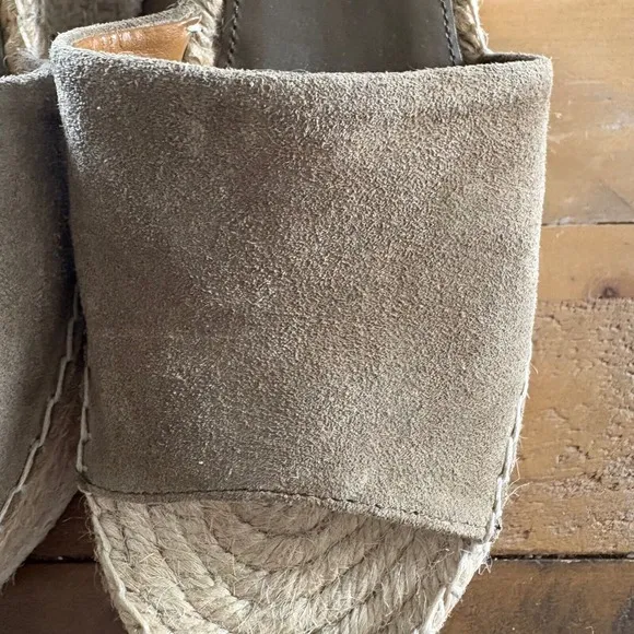 $150 MARC FISHER Adalyn Leather Suede Olive Espadrille Platform Wedge Sandal 9.5