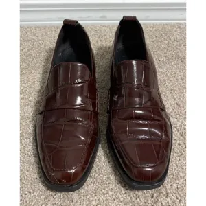 3.1 Phillip Lim Maroon Brown Crocodile Reptile Embossed Loafers 38.5