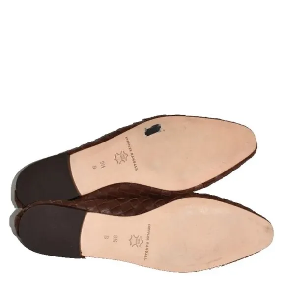 $330 LOEFFLER RANDALL LANDRY WOVEN BALLET FLAT CHOCOLATE LEATHER 9.5 (MG3)