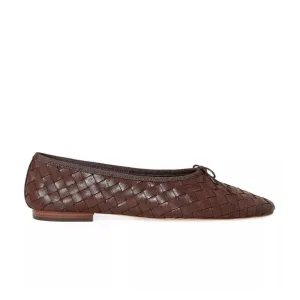$330 LOEFFLER RANDALL LANDRY WOVEN BALLET FLAT CHOCOLATE LEATHER 9.5 (MG3)