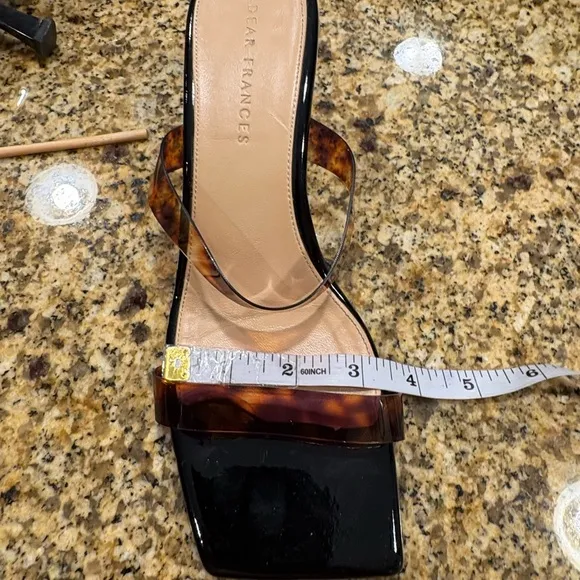 $510 DEAR FRANCES Rain Sandal Tortoise SLIDE SQUARE TOE SANDALS 39 US 8.5 EUC