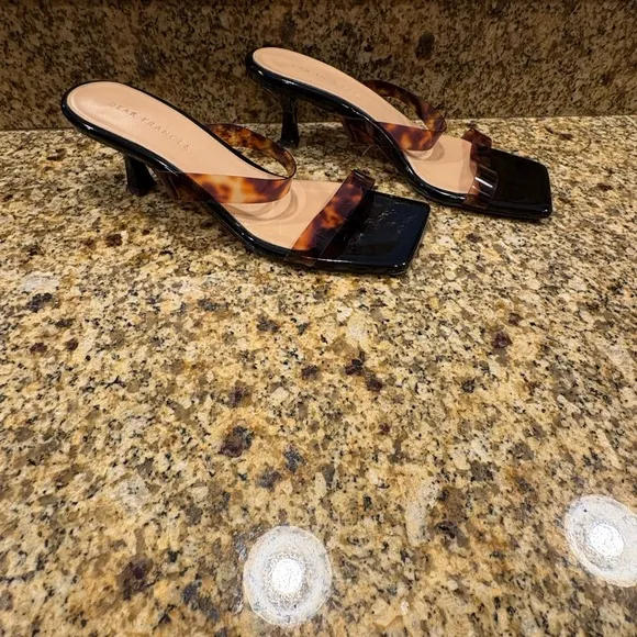$510 DEAR FRANCES Rain Sandal Tortoise SLIDE SQUARE TOE SANDALS 39 US 8.5 EUC