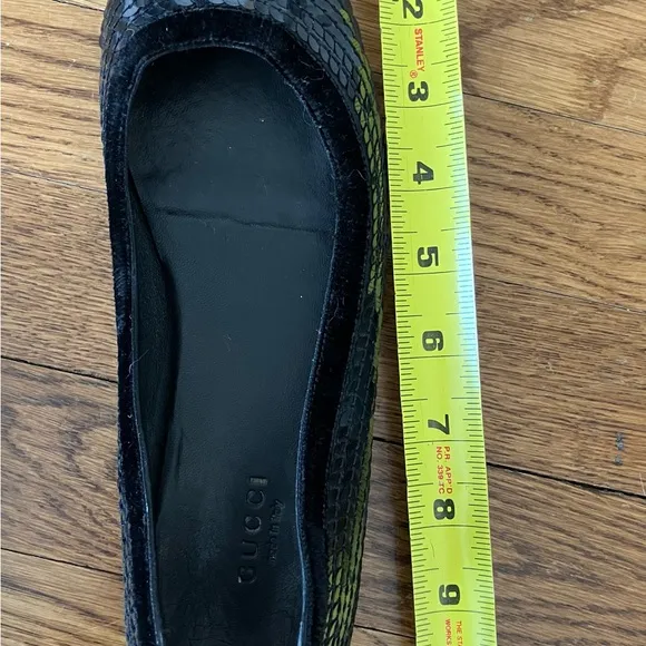7 1/2 Gucci Black Sequin Ballet Flats with Suede Trim Vintage