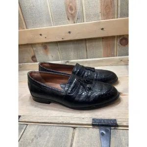 8.5m STACY ADAMS Black Leather Genuine Snake Kiltie Dress Loafers 23597-01