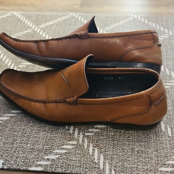 Adam Derrick To Boot Brown Leather Slip-On Loafers