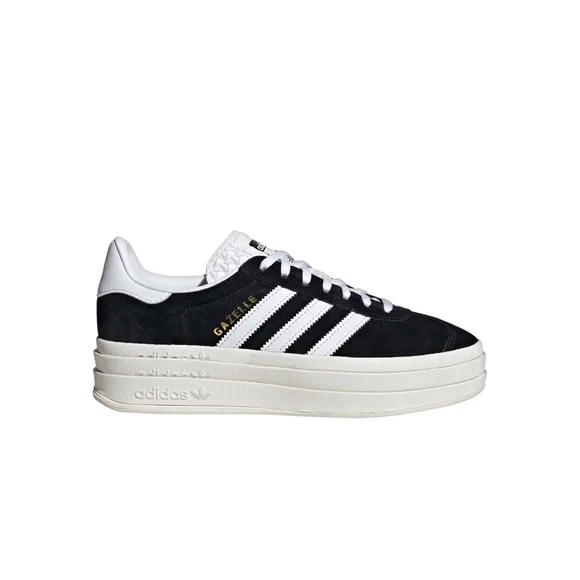 Adidas Black and White Platform Sneakers with Signature Stripes