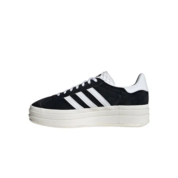 Adidas Black and White Platform Sneakers with Signature Stripes