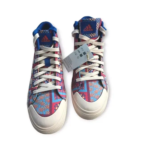 Adidas Bravada Platform Sneakers Women's 8 Blue Floral Lace High Top New