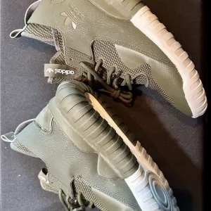 Adidas Green and White Sneakers with Knit Upper and Chunky Sole