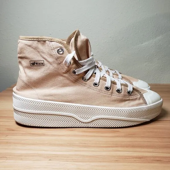 Adidas Mens 11 Nizza High Top Casual Sneakers Sand Beige Chunky Retro Streetwear