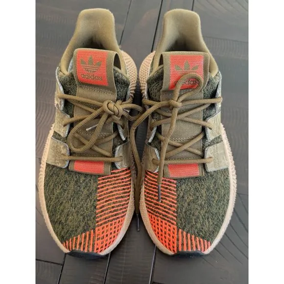 Adidas Prophere Sneakers Olive Green Orange Athletic Running Shoes Size 6