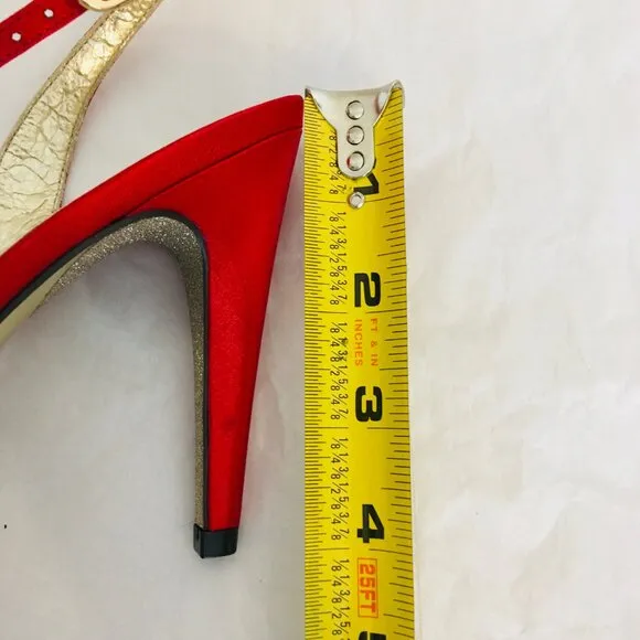 Adrianna Papell Strappy Sandals d'Orsay Sling back Red Satin Crystals Women 7 M