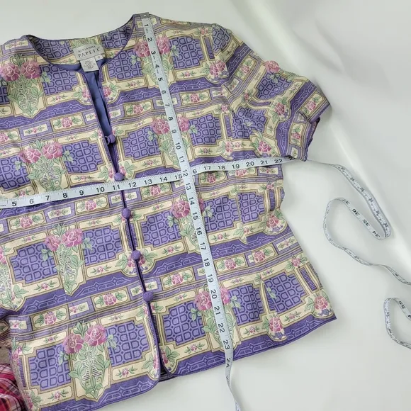 Adrianna Pappel 100% Silk Short Sleeve Suit Sz 18 Vintage NWOT