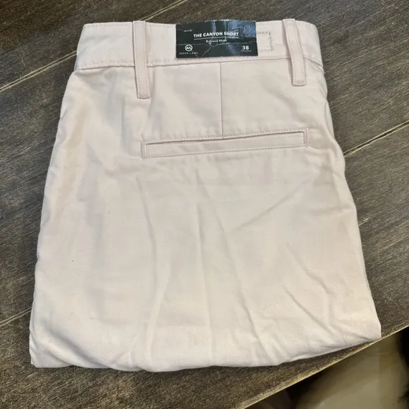 AG Adriano Goldschmied Mens Canyon Chino Shorts Flat Front Light Pink 38 Relaxed
