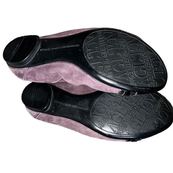 AGL Attilio Giusti Leombruni Black &amp; Plum Ballet Flats Size 37.5 Authentic