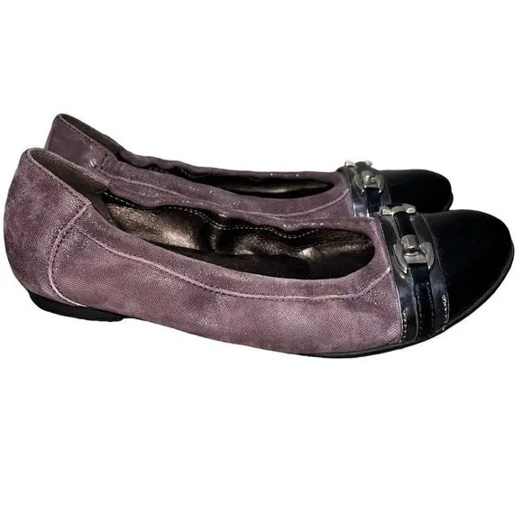 AGL Attilio Giusti Leombruni Black &amp; Plum Ballet Flats Size 37.5 Authentic