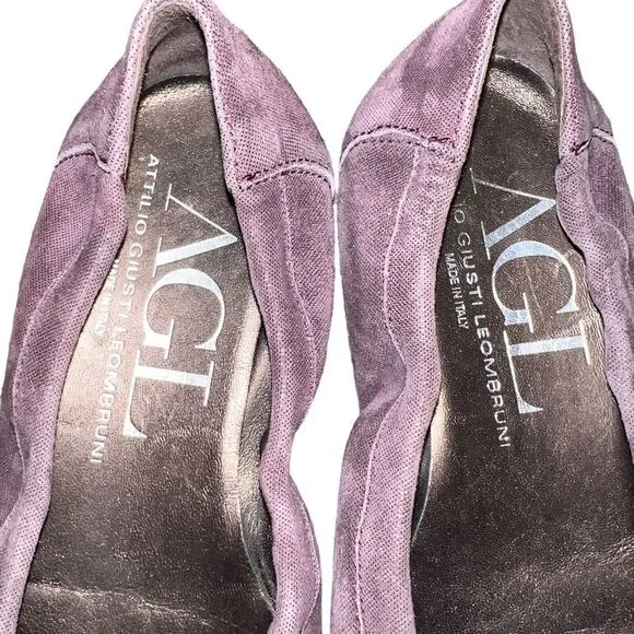AGL Attilio Giusti Leombruni Black &amp; Plum Ballet Flats Size 37.5 Authentic