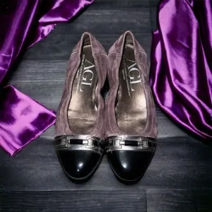 AGL Attilio Giusti Leombruni Black &amp; Plum Ballet Flats Size 37.5 Authentic