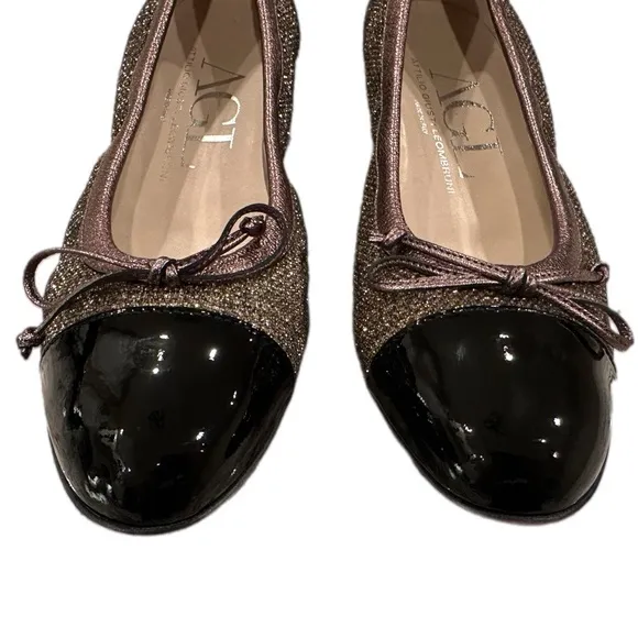 AGL Ballet gold and black flats