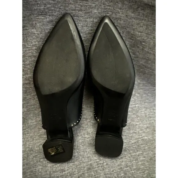AGL Black Leather Flat Sandals Mules ITALY Size Eu 37 US 7M