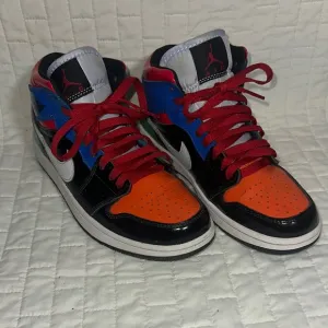 Air Jordan 1 Mid Multi Patent Multicolor High-Top Sneakers Men’s 7 Women’s 8.5