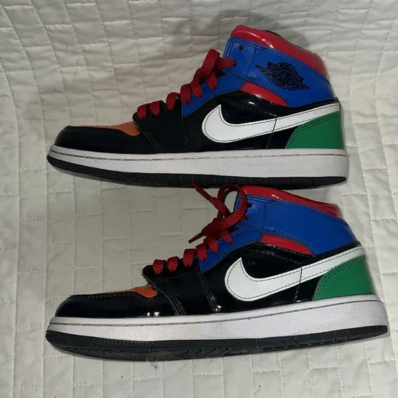 Air Jordan 1 Mid Multi Patent Multicolor High-Top Sneakers Men’s 7 Women’s 8.5