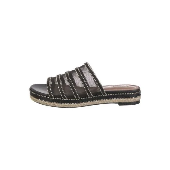 Alaa Printed Beaded Accents Espadrilles Sandal - 9 Black/Silver