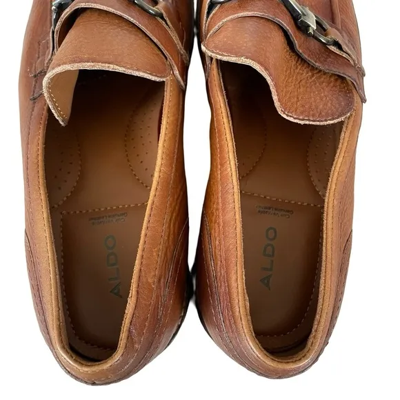 ALDO Schergerflex Dress Bit Loafer Cognac Leather Flexible Slip On Men's Size 9
