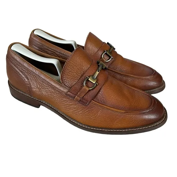 ALDO Schergerflex Dress Bit Loafer Cognac Leather Flexible Slip On Men's Size 9