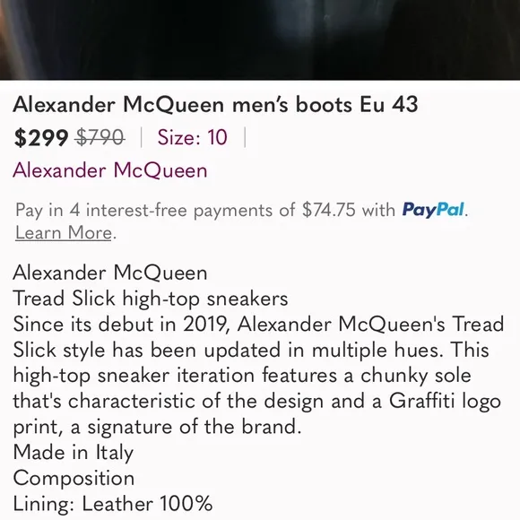 Alexander McQueen Black High-Top Sneakers GC
