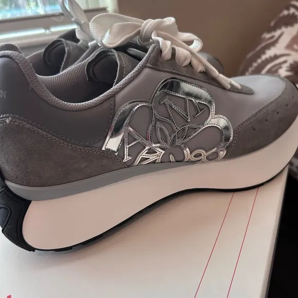 Alexander McQueen Gray and Silver Men’s Sneakers