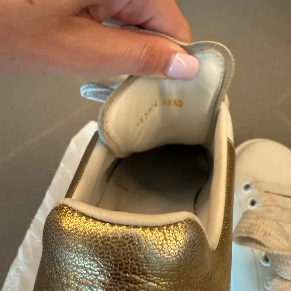 Alexander McQueen White and Gold Platform Sneakers