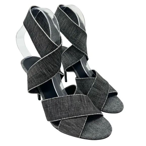 Alexander Wang Dana Sandals Size 8 Black Elasticated Grosgrain Strappy Heels