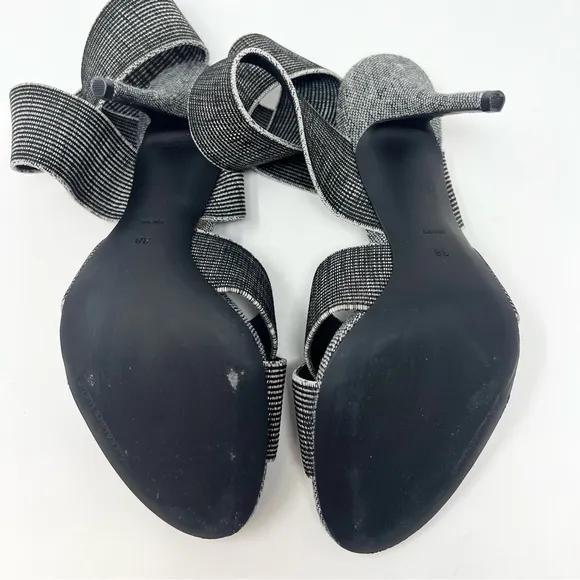 Alexander Wang Dana Sandals Size 8 Black Elasticated Grosgrain Strappy Heels
