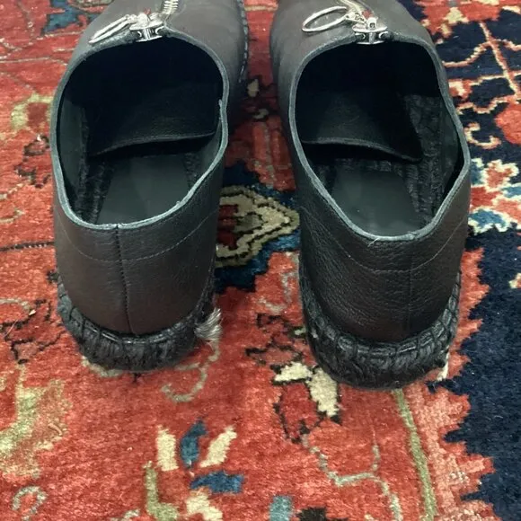ALEXANDER WANG Devon Leather Zip-Up Espadrilles Size 9