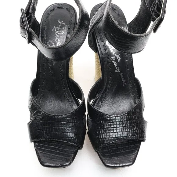 Alice   Olivia Women Leather Platform Espedrille Heels EU 36 Black/Cream EUC