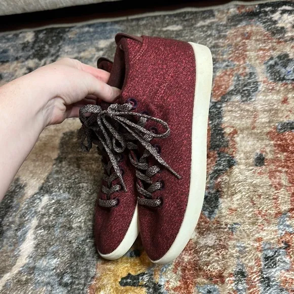 Allbirds Piper Merino Wool Hazy Burgundy High Top Sneakers with Gray Laces