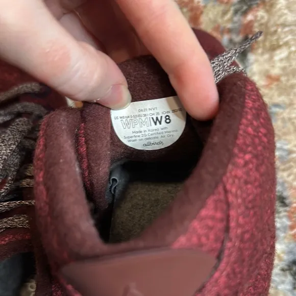 Allbirds Piper Merino Wool Hazy Burgundy High Top Sneakers with Gray Laces