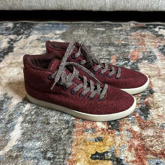 Allbirds Piper Merino Wool Hazy Burgundy High Top Sneakers with Gray Laces