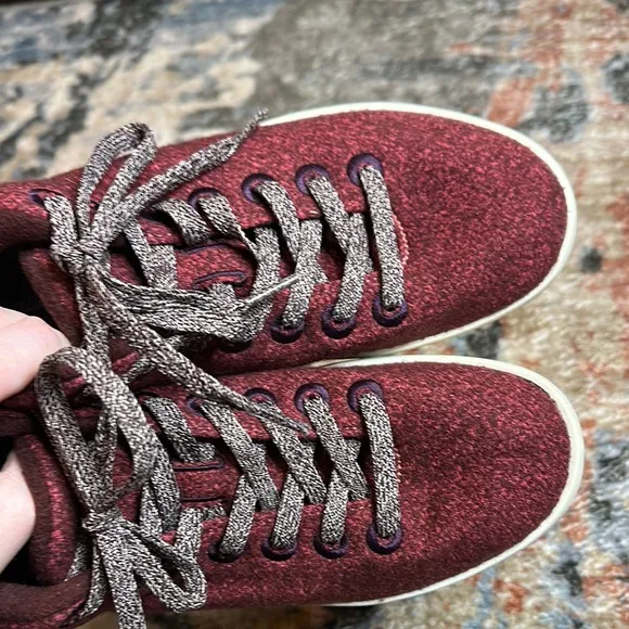 Allbirds Piper Merino Wool Hazy Burgundy High Top Sneakers with Gray Laces