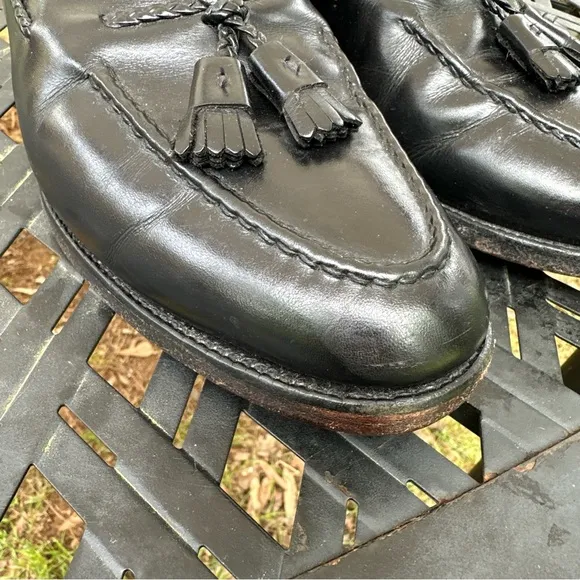 Allen Edmonds 10 D Black Leather Loafers Shoes Dress Tassel