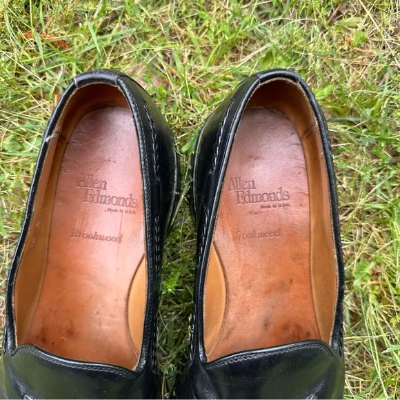 Allen Edmonds 10 D Black Leather Loafers Shoes Dress Tassel